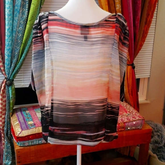 Sheer Striped Blouse - Picture 6 of 6